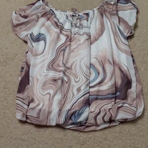 Chic Marble Print Women's Blouse